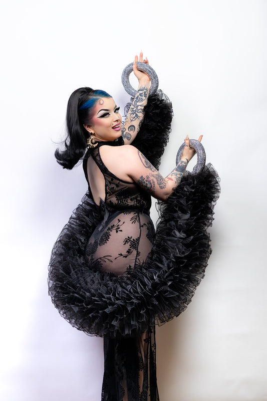 Black Organza Boa with Burlesque Bangles