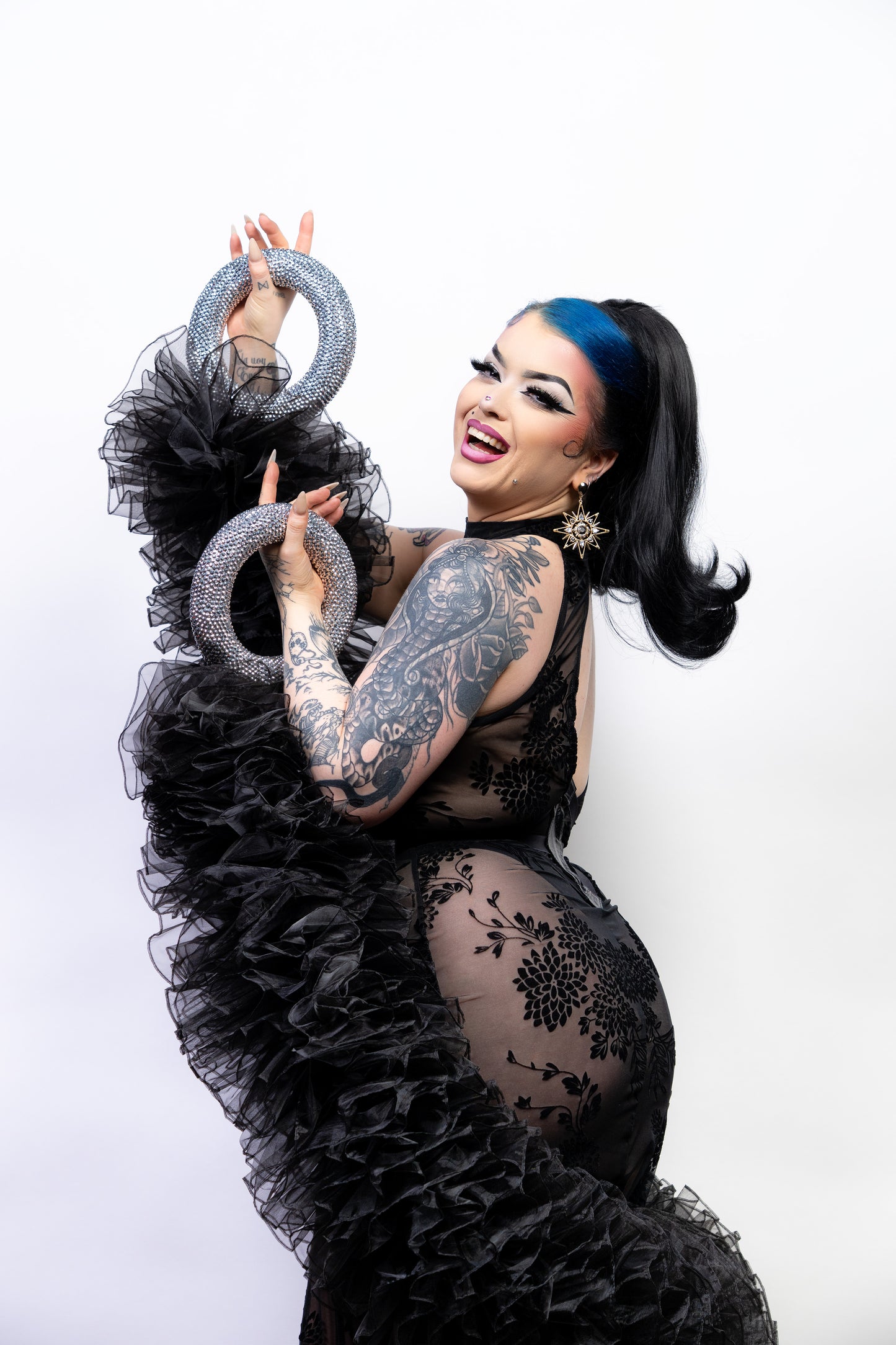 Black Organza Boa with Burlesque Bangles