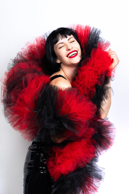Black and Red Tulle Boa