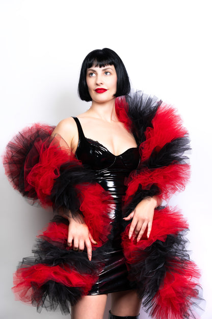 Black and Red Tulle Boa