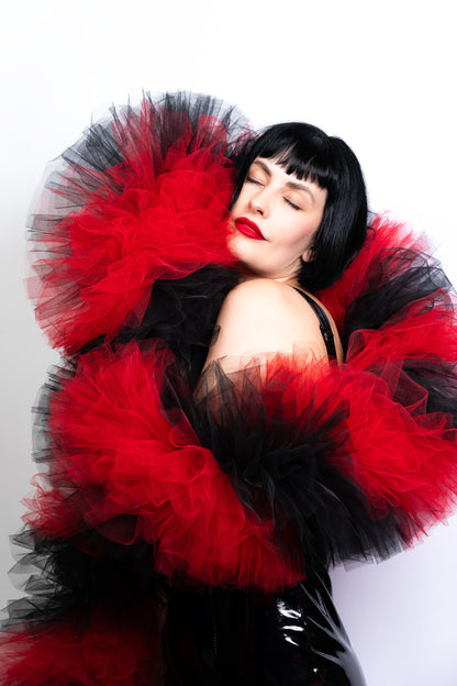 Black and Red Tulle Boa