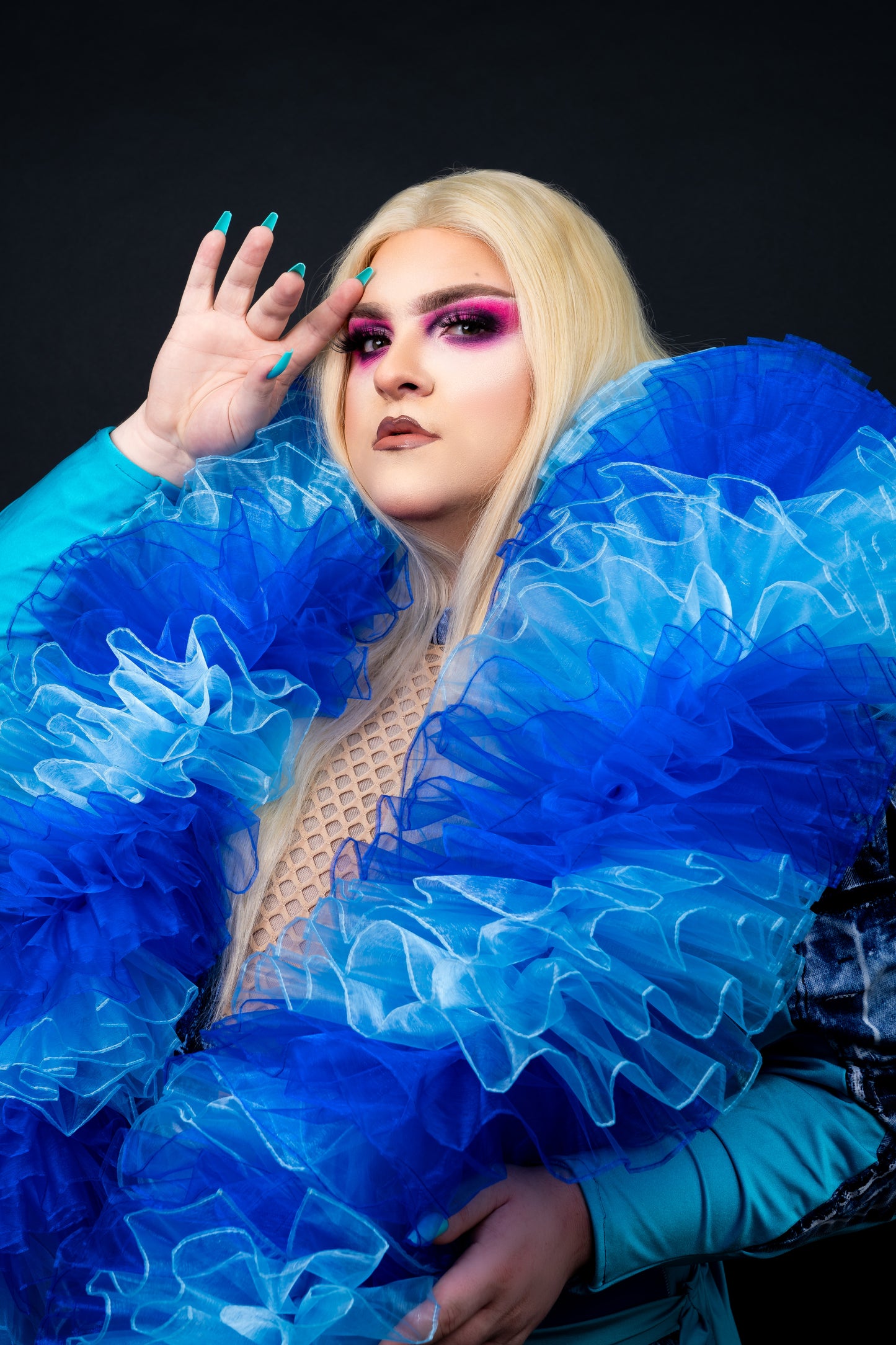 Blue Organza Boa - Dual Tone