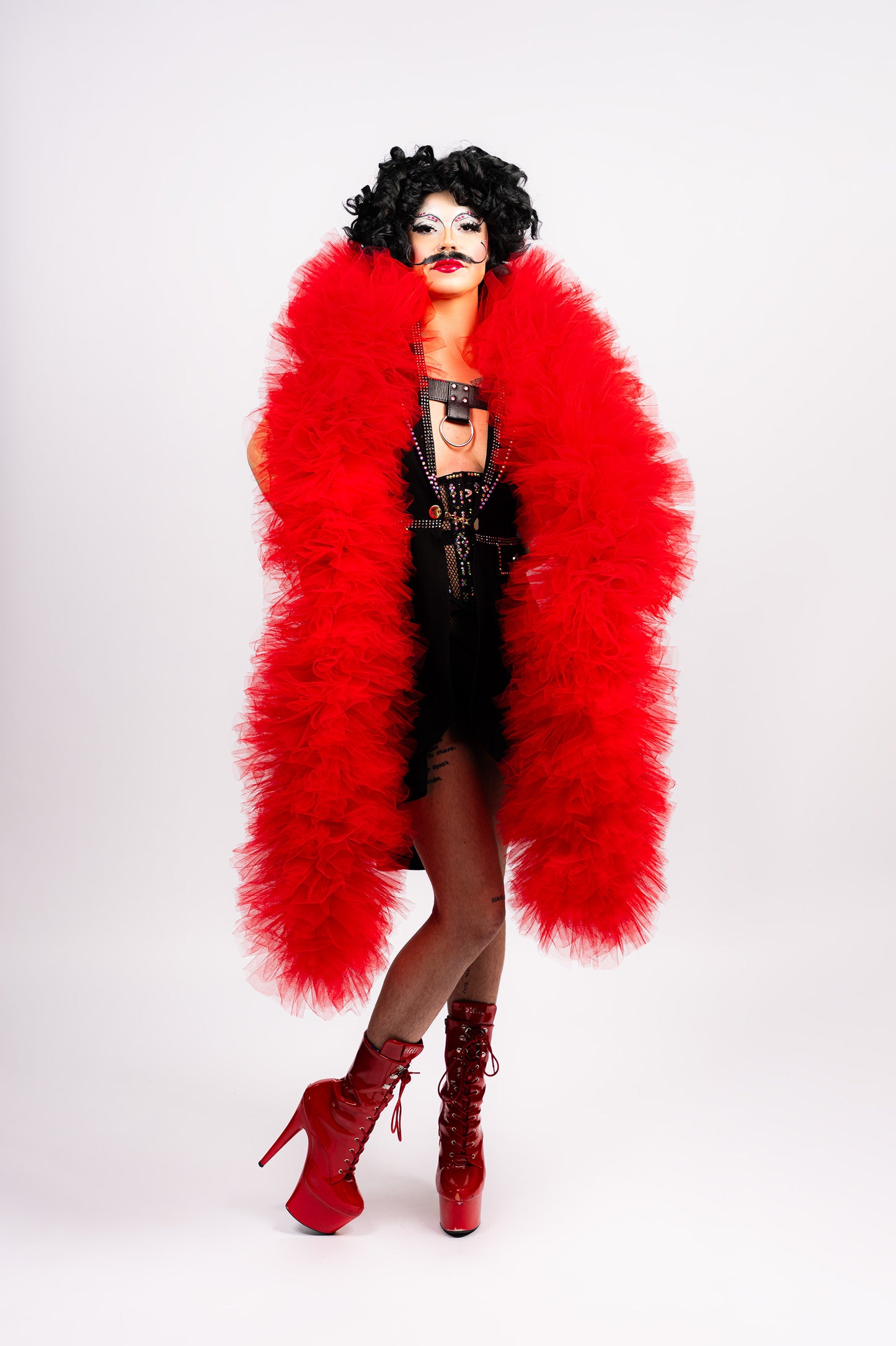 Red Tulle Boa