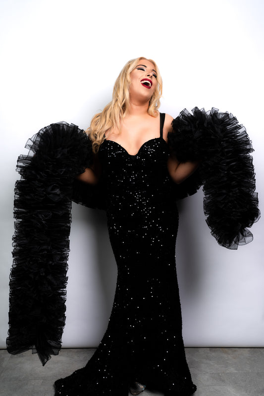 Black Organza Boa